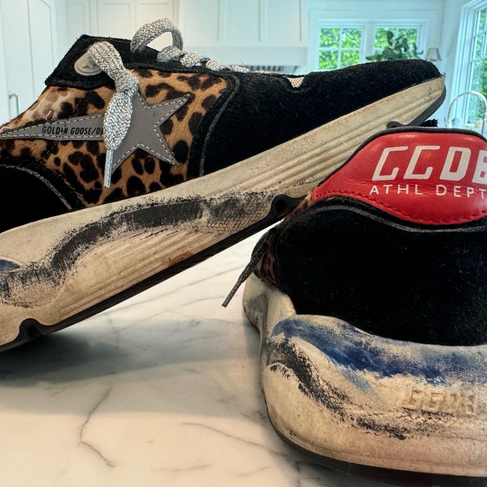♥️ Golden Goose Running Sneaker 36 6  Leopard Black Red - Lots of life left! ♥️